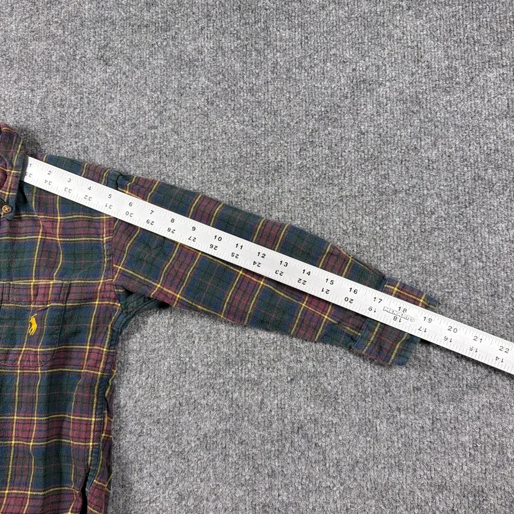 Polo Ralph Lauren Flannel Button Down Shirt Kids Size‎ 5 Green Burgundy Plaid